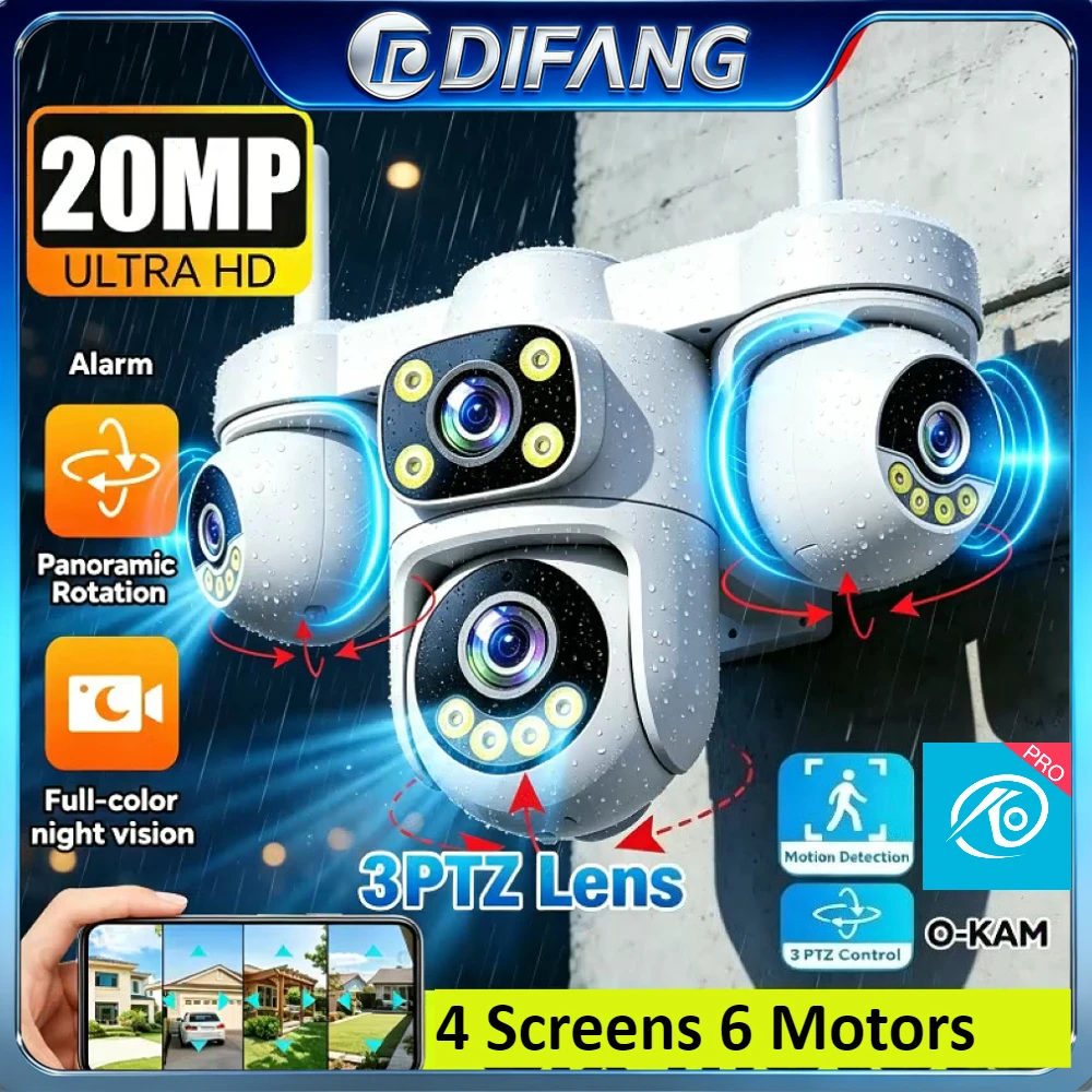 DIFANG 20MP WiFi Cam 4 Lens 4 Screen 3 PTZ Surveillance Camera 5X Zoom Wireless Security Outdoor IP CCTV O-Kam Pro
DIFANG 20MP WiFi Cam 4 Lens 4 Screen 3 PTZ Surveillance Camera 5X Zoom Wireless Security Outdoor IP CCTV O-Kam Pro