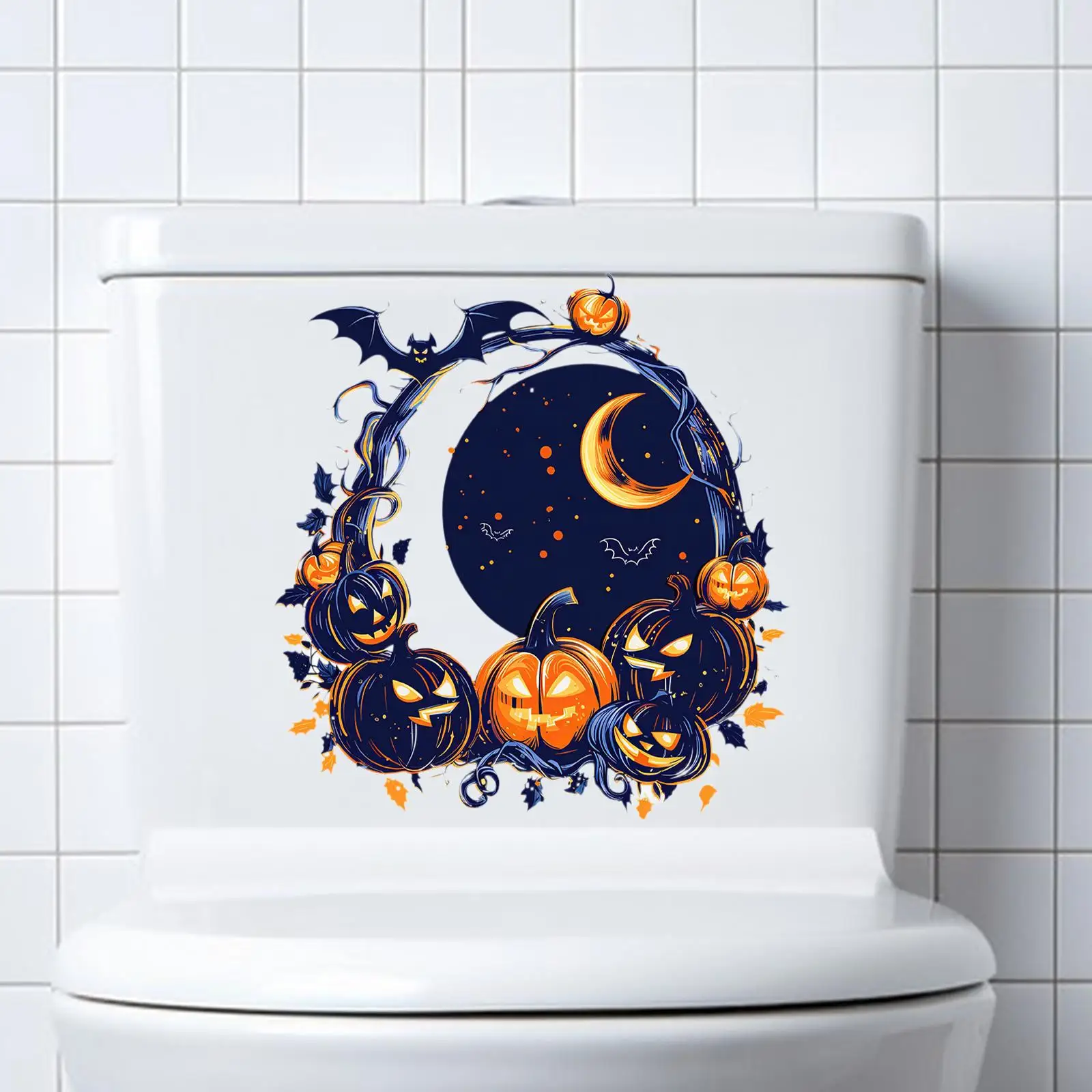 Halloween Pumpkin Bat Toilet Lid Sticker Peel and Paste Art Picture Sticker Removable 29x30cm for Smooth Surfaces Reusable
Halloween Pumpkin Bat Toilet Lid Sticker Peel and Paste Art Picture Sticker Removable 29x30cm for Smooth Surfaces Reusable