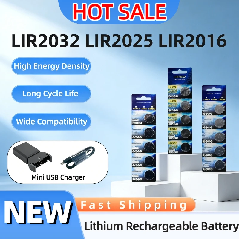 LIR2032/LIR2016/LIR2025 Rechargeable Button Cell Battery 3.6V Watch Calculator Remote Control CR2032 CR2025 CR2016 Replacement
LIR2032/LIR2016/LIR2025 Rechargeable Button Cell Battery 3.6V Watch Calculator Remote Control CR2032 CR2025 CR2016 Replacement