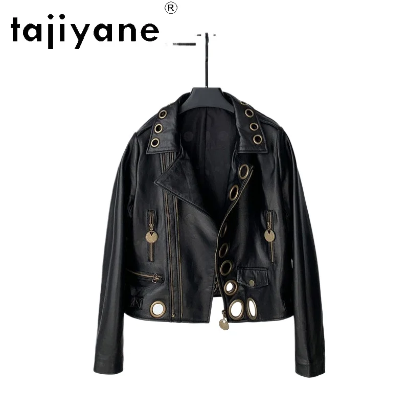 TAJIYANE Real Sheepskin Leather Jacket Woman Stylish Motorcycle Hollow Jackets Casual Short Coat 2026 Autumn Women Clothing 가죽자켓
TAJIYANE Real Sheepskin Leather Jacket Woman Stylish Motorcycle Hollow Jackets Casual Short Coat 2026 Autumn Women Clothing 가죽자켓
