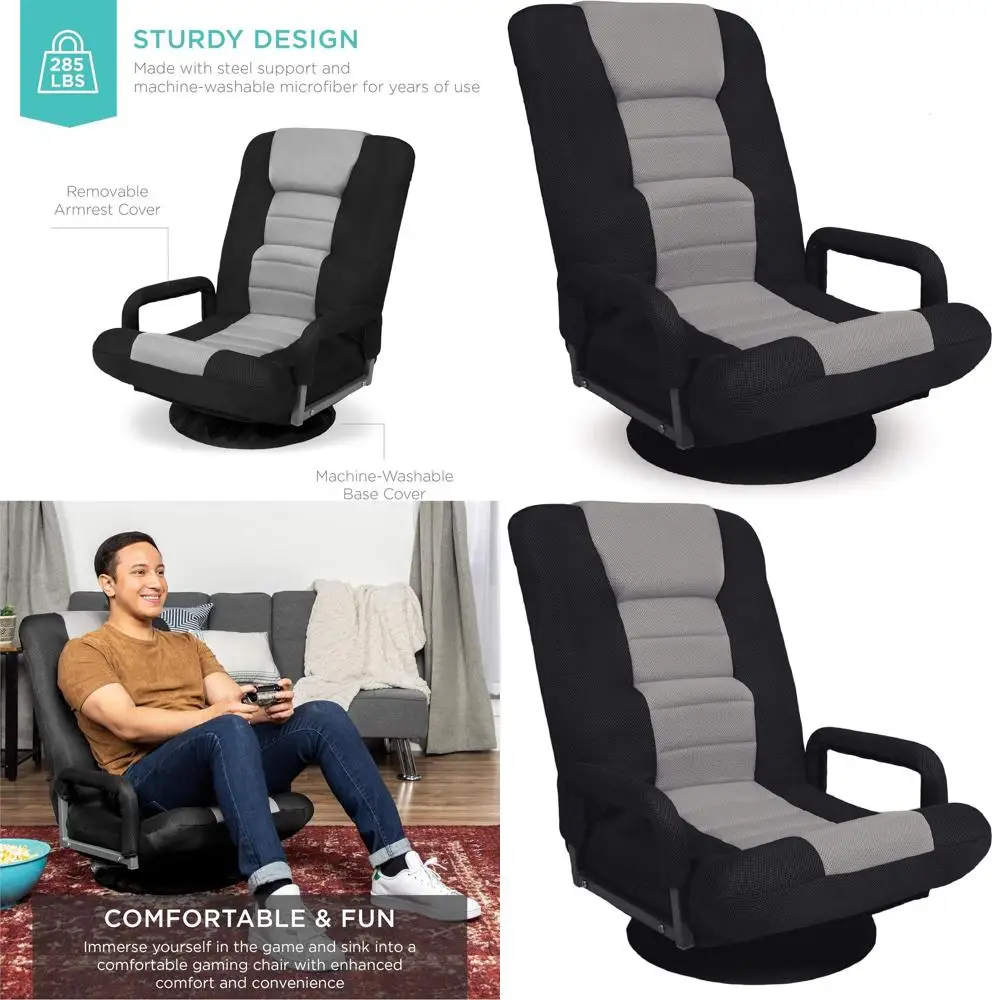 360° Ergonomic Gaming Chair with Lumbar Support, Armrests, and Adjustable Backrest for TV, Reading, and Video Games - Black/Gray
360° Ergonomic Gaming Chair with Lumbar Support, Armrests, and Adjustable Backrest for TV, Reading, and Video Games - Black/Gray