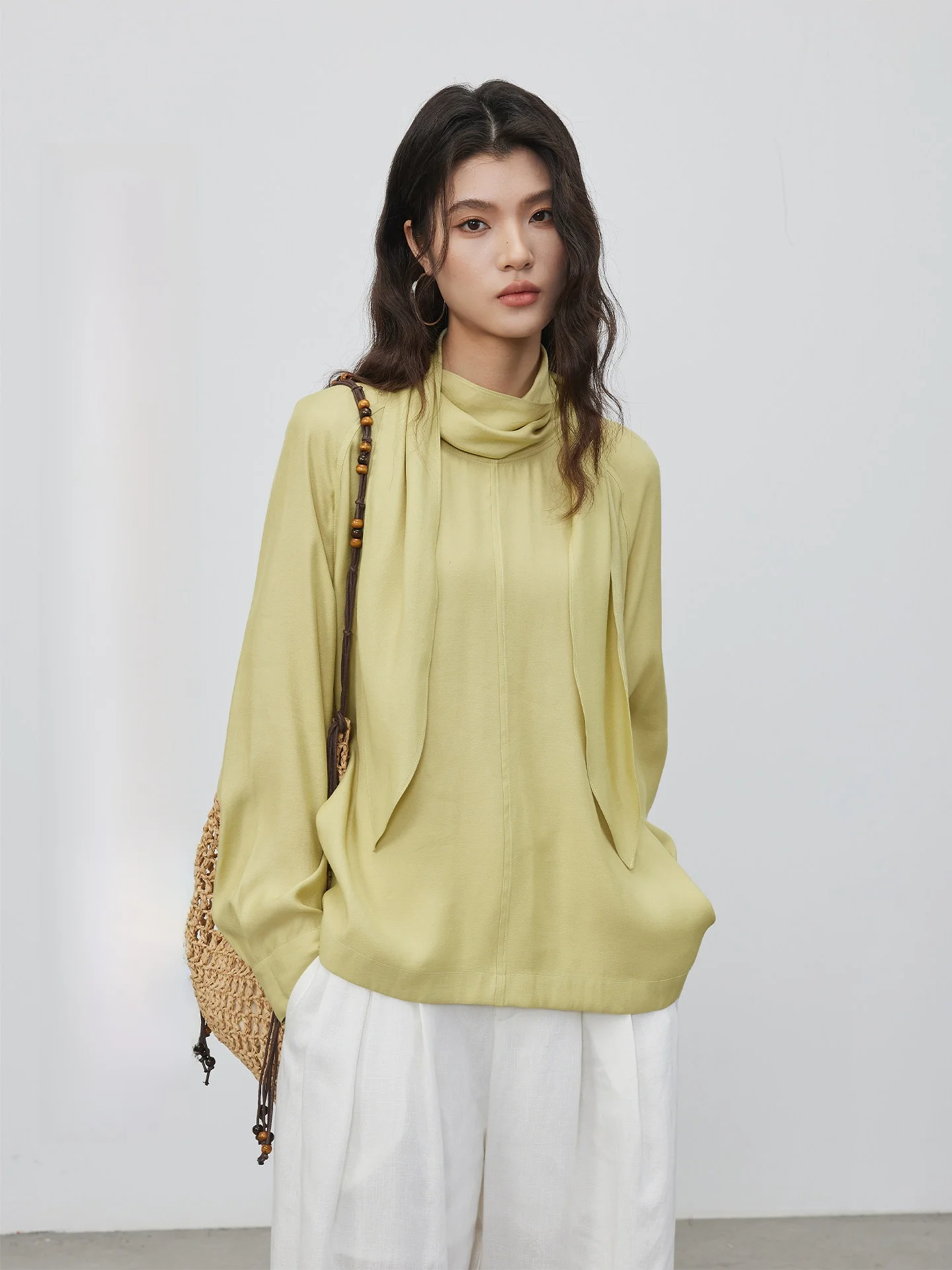 KEARA Elegant Draped Collar Loose Silhouette Women's Shirt Spring Summer Charming Gentle Green Color White Enhancing Blouse
KEARA Elegant Draped Collar Loose Silhouette Women's Shirt Spring Summer Charming Gentle Green Color White Enhancing Blouse