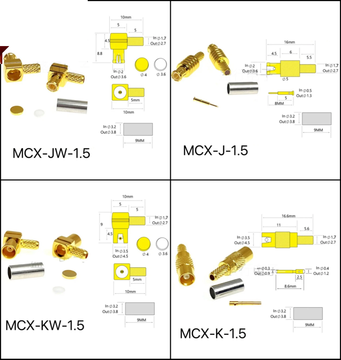100pcs/lot MCX Male Female Plug Jack RF Coax Connector Crimp for RG316 Cable Straight Right Angle Goldplated Terminal
100pcs/lot MCX Male Female Plug Jack RF Coax Connector Crimp for RG316 Cable Straight Right Angle Goldplated Terminal