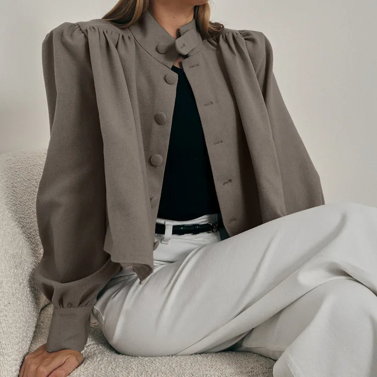 Women's Fashion Casual Shirt Long Sleeve Stand Collar Short Length Versatile Top Spring 2026 New Arrival Elegant Style
Women's Fashion Casual Shirt Long Sleeve Stand Collar Short Length Versatile Top Spring 2026 New Arrival Elegant Style