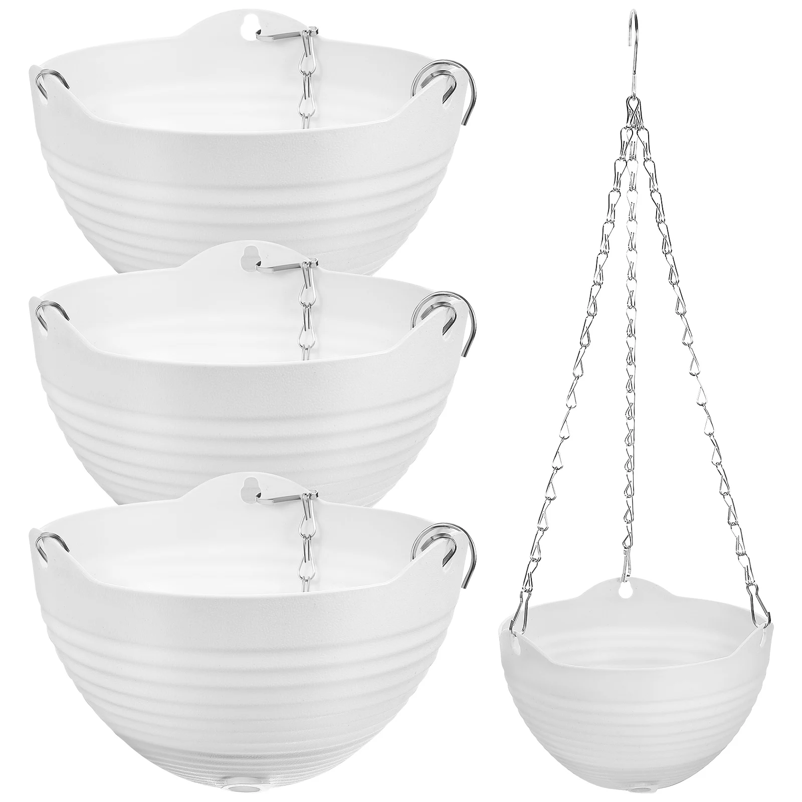 4 Pcs Hanging Flower Pots Baskets Plastic Planter PVC Small White Decor Planters With Drainage Holes
4 Pcs Hanging Flower Pots Baskets Plastic Planter PVC Small White Decor Planters With Drainage Holes