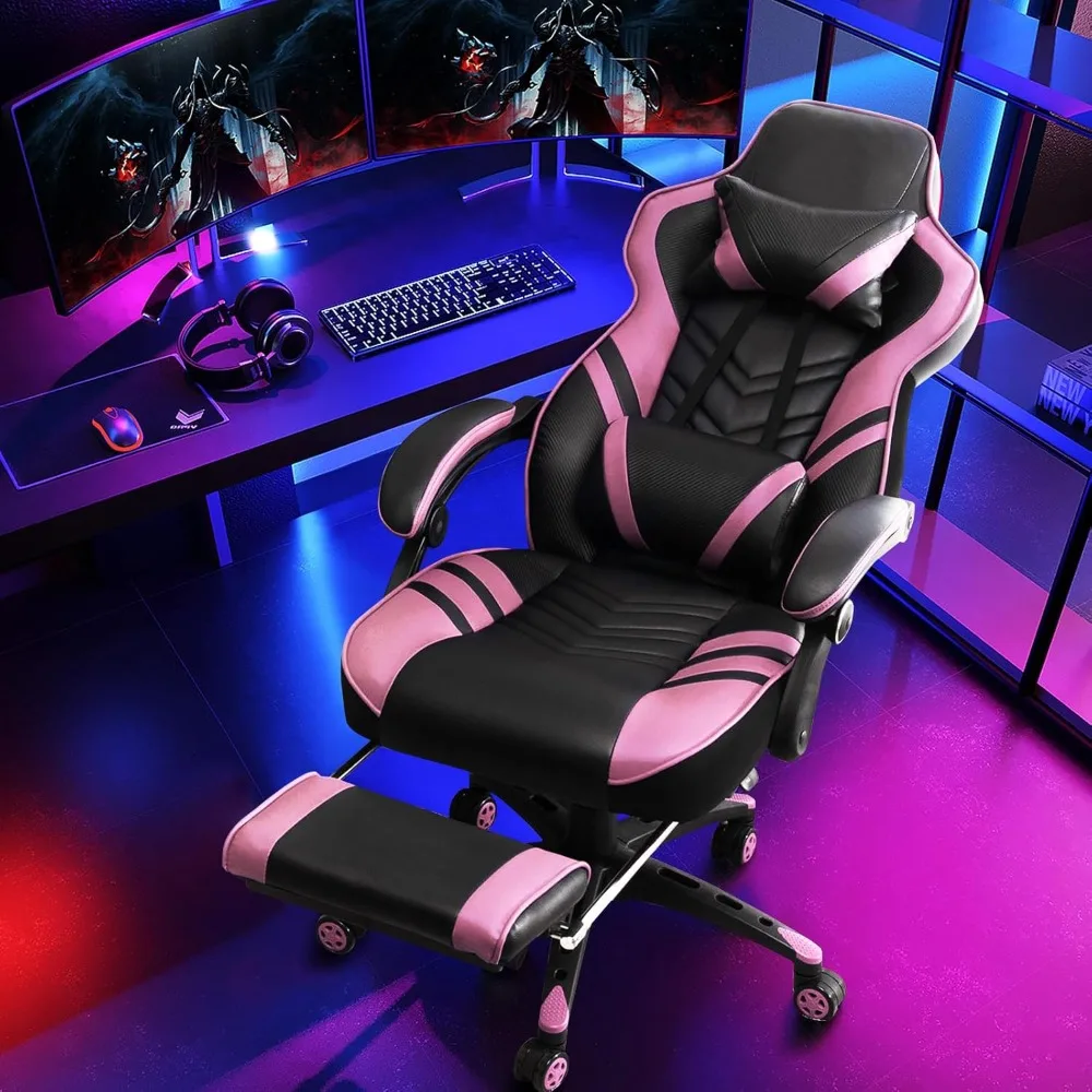 Gaming Chair, Computer Chair with Footrest and Lumbar Support, Height Adjustable Executive Swivel Rolling Task Chair
Gaming Chair, Computer Chair with Footrest and Lumbar Support, Height Adjustable Executive Swivel Rolling Task Chair