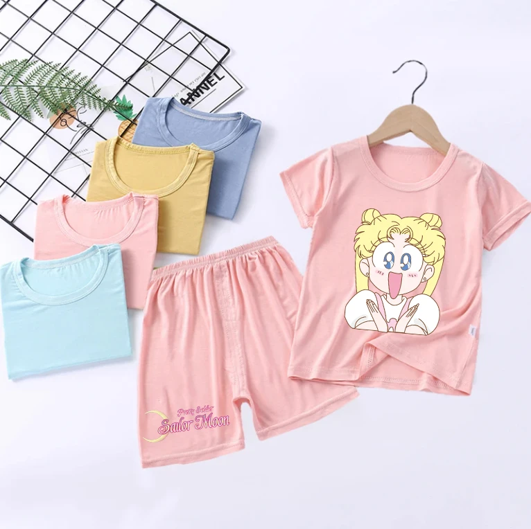 Sailor Moon Girl Sleepwear Anime Cartoon Pyjamas Set Children Cute Home Wear Short Sleeves Shorts Baby Pajamas Summer Clothes
Sailor Moon Girl Sleepwear Anime Cartoon Pyjamas Set Children Cute Home Wear Short Sleeves Shorts Baby Pajamas Summer Clothes