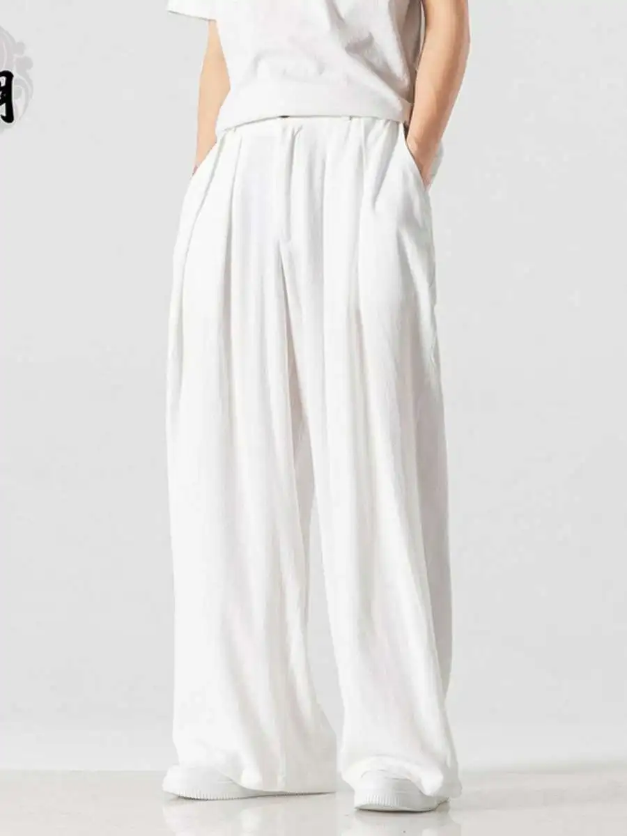 Мужские повседневные широкие брюки свободного кроя в стиле Ханьфу, прямые длинные брюки из льна, большие размеры, в старинном стиле
Мужские повседневные широкие брюки свободного кроя в стиле Ханьфу, прямые длинные брюки из льна, большие размеры, в старинном стиле