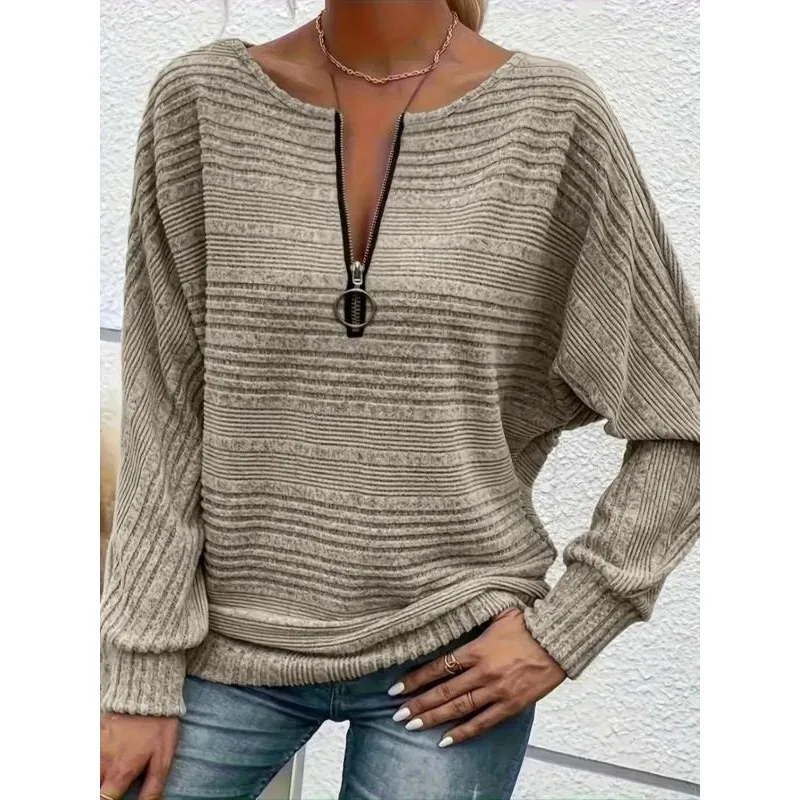 Плюс размер, новый осенний женский повседневный однотонный пуловер на молнии с длинными рукавами, футболка для женщин, уличная одежда
Плюс размер, новый осенний женский повседневный однотонный пуловер на молнии с длинными рукавами, футболка для женщин, уличная одежда