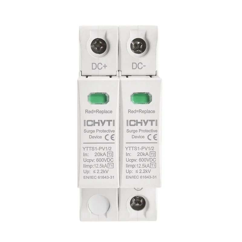 2PCS CHYT T1+T2 Class Three Phase Surge Protection DC Surg Arrester Spd DC Surge Protector 1000v
2PCS CHYT T1+T2 Class Three Phase Surge Protection DC Surg Arrester Spd DC Surge Protector 1000v