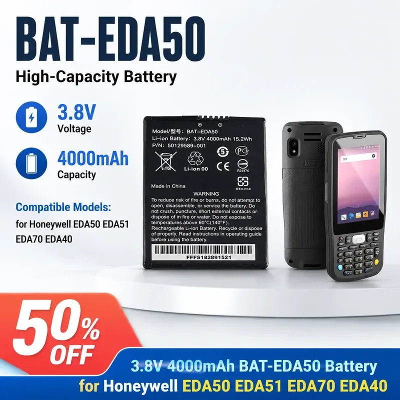 3.8V 4000mAh BAT-EDA50 Battery High-Capacity for Honeywell EDA50 EDA51 EDA70 EDA40 Fast Shipping
3.8V 4000mAh BAT-EDA50 Battery High-Capacity for Honeywell EDA50 EDA51 EDA70 EDA40 Fast Shipping