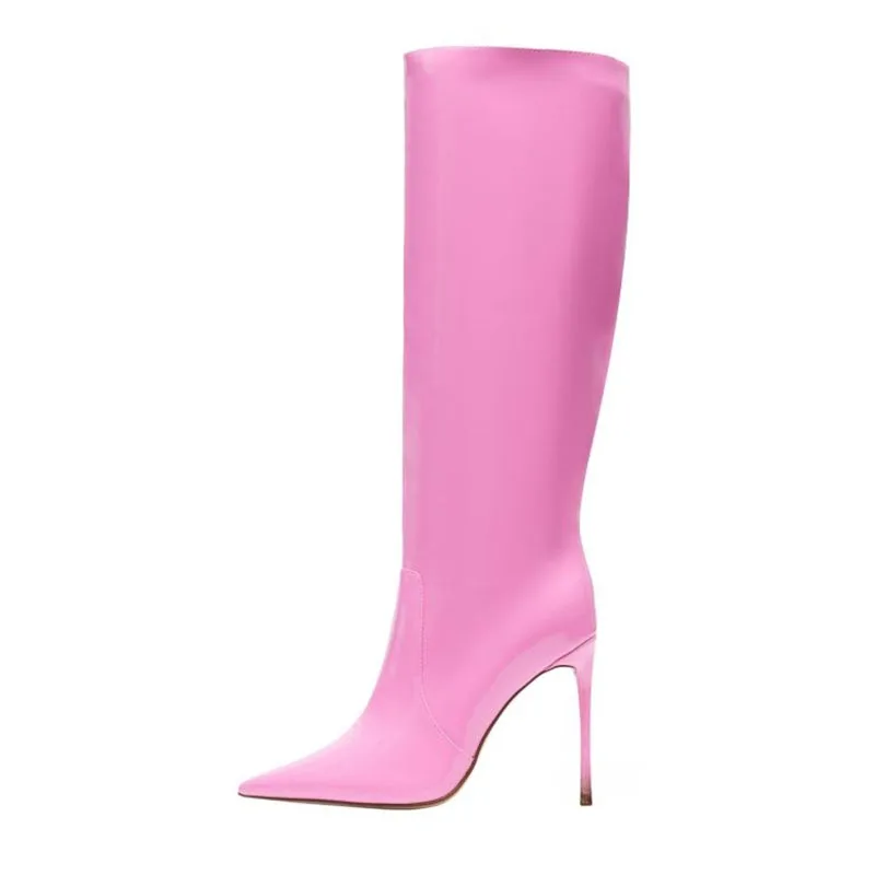 Arden Furtado 2024 Autumn Women's Knee high boots Patent Leather Pointed toe Super high heel Patchwork Slip-on Modern boots
Arden Furtado 2024 Autumn Women's Knee high boots Patent Leather Pointed toe Super high heel Patchwork Slip-on Modern boots