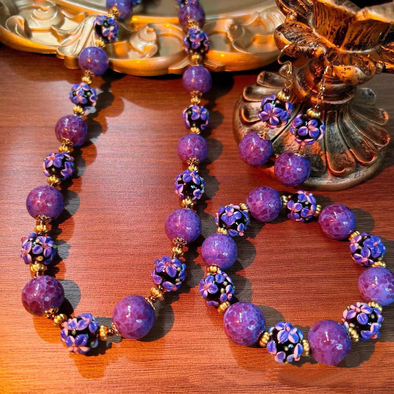 Medieval vintage purple glass beads Murano earrings bracelet necklace for women‘s girl party gift jewlry whosale
Medieval vintage purple glass beads Murano earrings bracelet necklace for women‘s girl party gift jewlry whosale