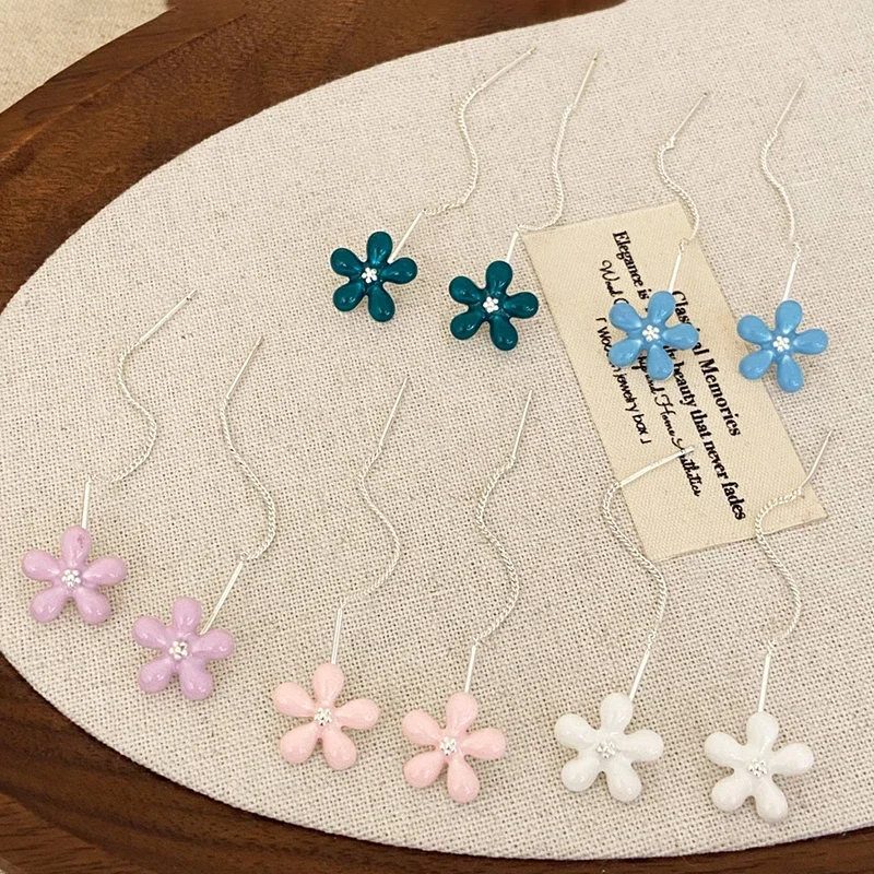 Real 925 Sterling Silver Enamel Flower Long Tassel Drop Earrings for Women Cute Plant Fine Jewelry Minimalist Accessories
Real 925 Sterling Silver Enamel Flower Long Tassel Drop Earrings for Women Cute Plant Fine Jewelry Minimalist Accessories