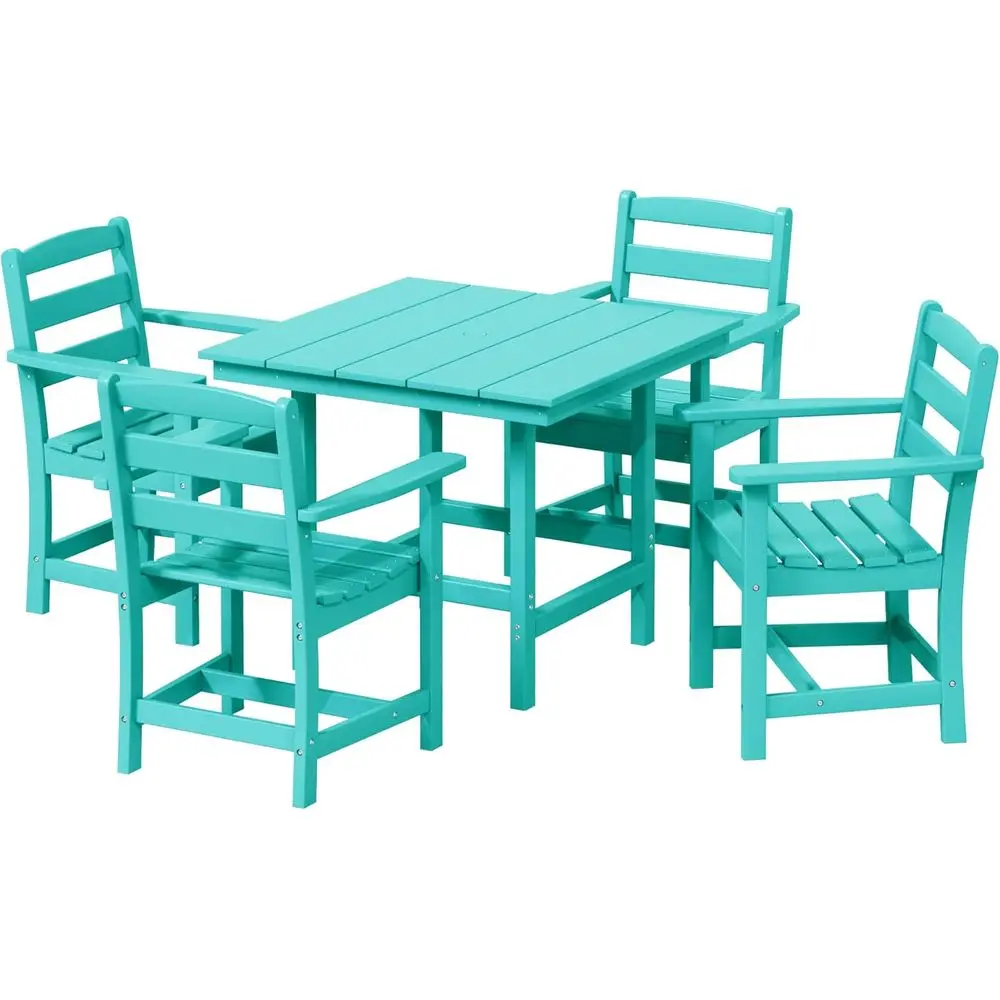 Turquoise 5-Piece HDPE Square Outdoor Patio Dining Set with Armchairs
Turquoise 5-Piece HDPE Square Outdoor Patio Dining Set with Armchairs