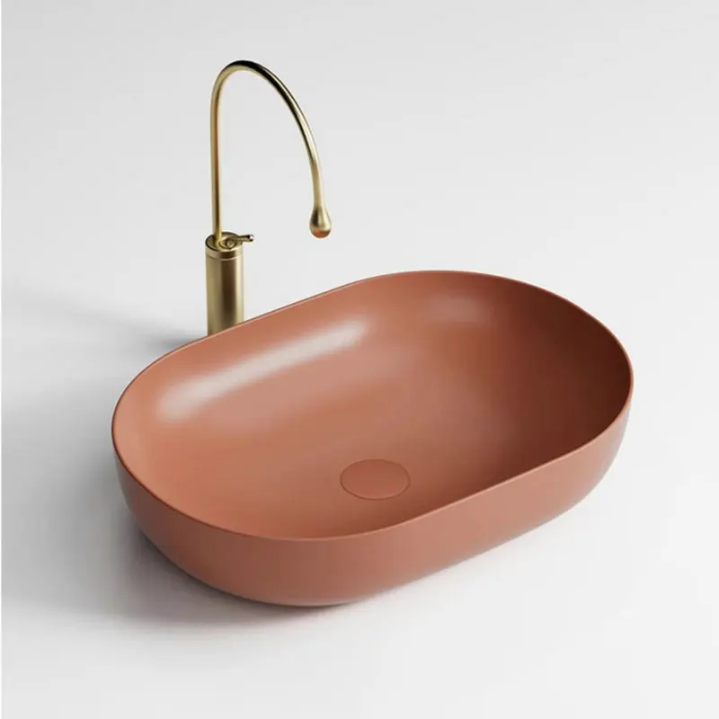 Brick red ceramic integrated washbasin, European colored countertop basin, bathroom balcony, artistic washbasin GN749UP
Brick red ceramic integrated washbasin, European colored countertop basin, bathroom balcony, artistic washbasin GN749UP