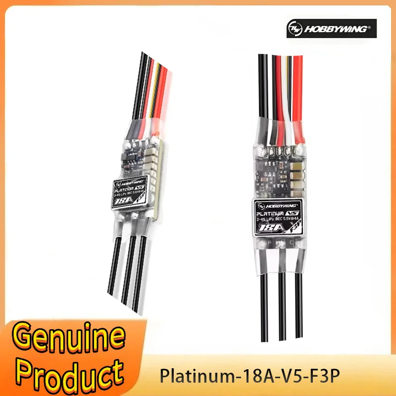 HOBBYWING Platinum 18A Brushless ESC 18A V5 F3P ESC 5.5V/4A BEC 2-4S for F3P Fixed-wing
HOBBYWING Platinum 18A Brushless ESC 18A V5 F3P ESC 5.5V/4A BEC 2-4S for F3P Fixed-wing