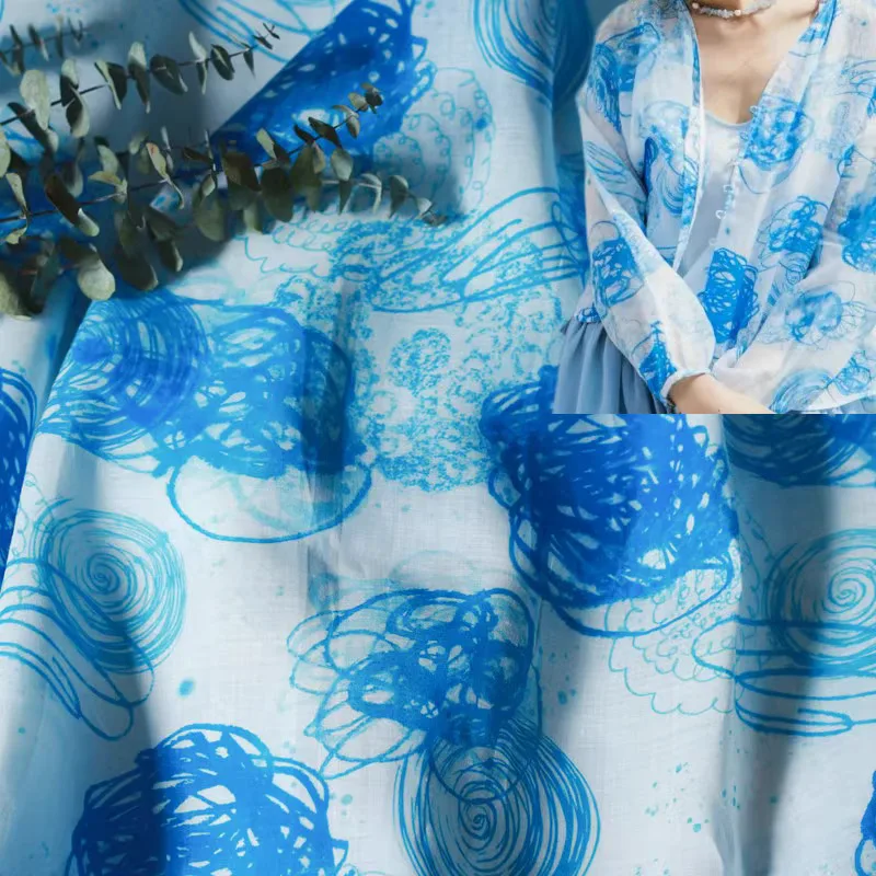 1 meter ramie fabric Graffiti Blue print fabric materialls for clothing Shirt skirt cheongsam sewing fabric
1 meter ramie fabric Graffiti Blue print fabric materialls for clothing Shirt skirt cheongsam sewing fabric