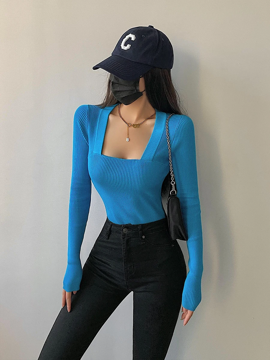 Sexy Spicy Girl Close-Fitting Knitted Base Shirt Onesie T-Shirt Long Sleeve Square Collar Elastic Slimming Women's Top
Sexy Spicy Girl Close-Fitting Knitted Base Shirt Onesie T-Shirt Long Sleeve Square Collar Elastic Slimming Women's Top