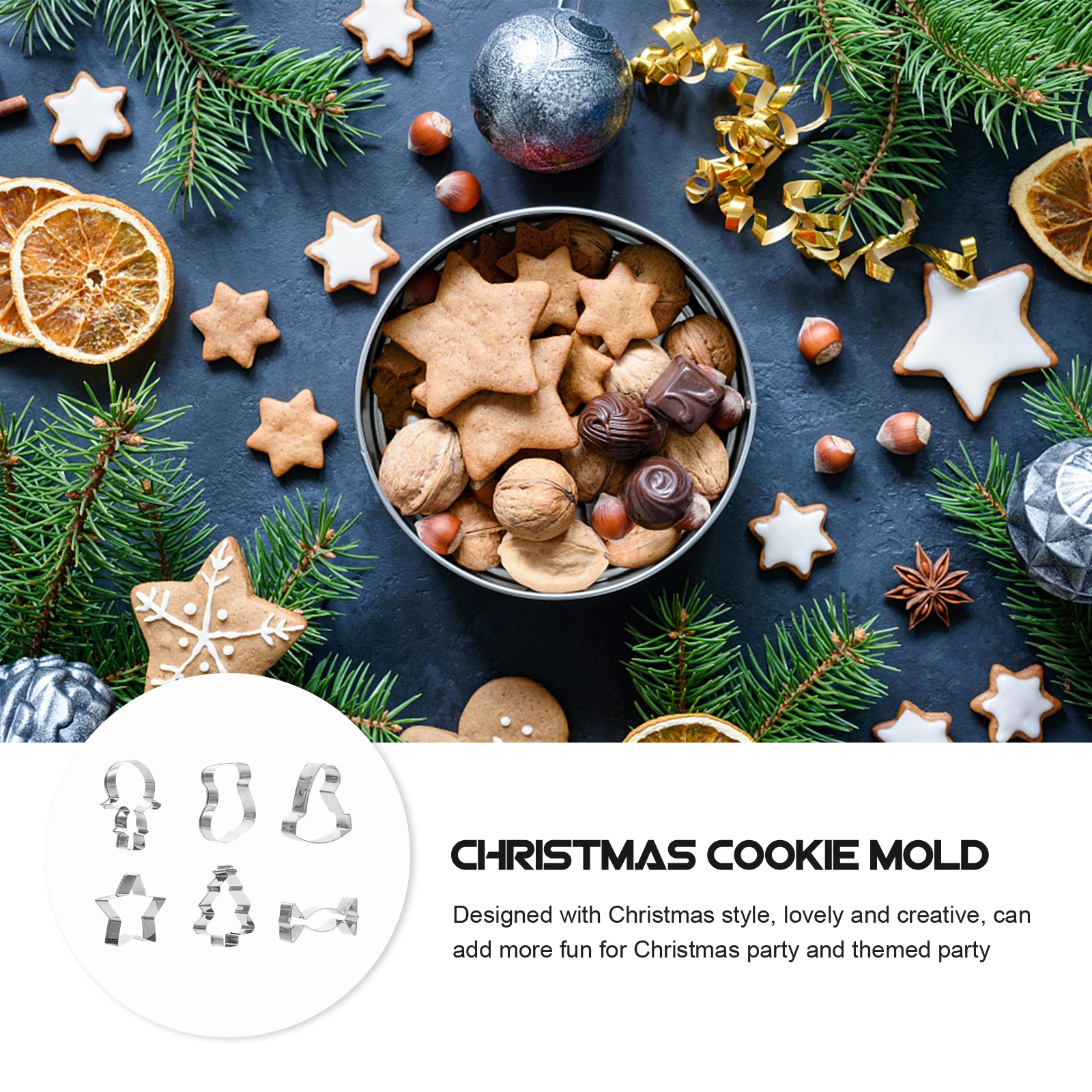 6 Pcs Stainless Steel Biscuit Mold Xmas Cookie Making Baking For Christmas Themed Creative Cartoon Biscuits Tool DIY
6 Pcs Stainless Steel Biscuit Mold Xmas Cookie Making Baking For Christmas Themed Creative Cartoon Biscuits Tool DIY