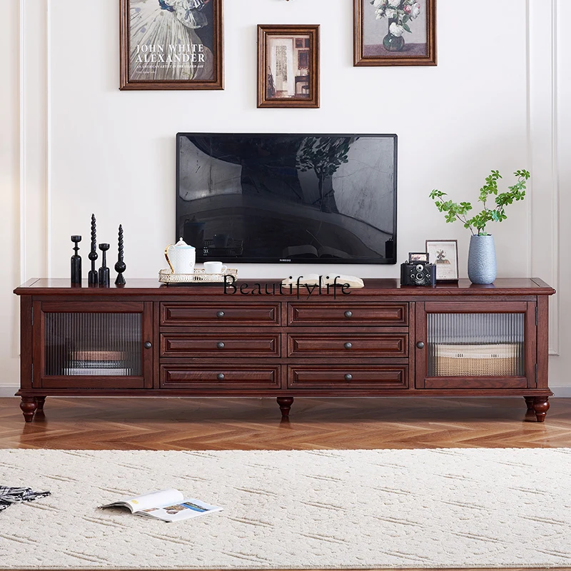 American pure solid wood TV cabinet small apartment retro household coffee table TV cabinet
American pure solid wood TV cabinet small apartment retro household coffee table TV cabinet