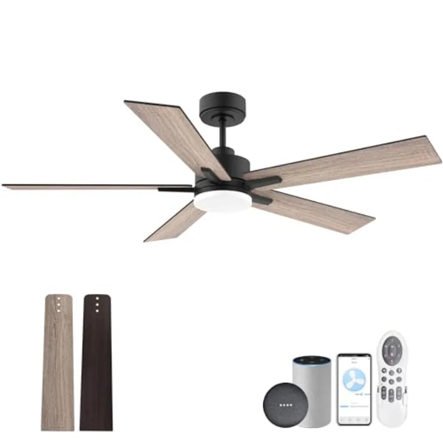 52 Smart Ceiling Fan with Lights Remote for Bedroom Patio Porch, Black Walnut Brown, Ultra Silent DC Motor, Dimmable, Outdoor I
52 Smart Ceiling Fan with Lights Remote for Bedroom Patio Porch, Black Walnut Brown, Ultra Silent DC Motor, Dimmable, Outdoor I