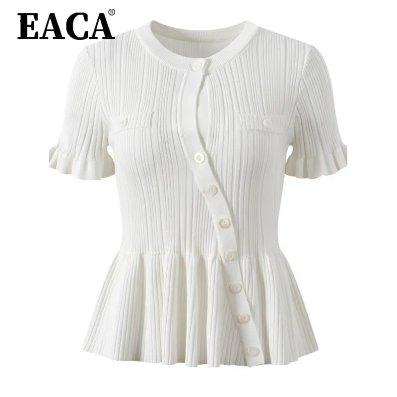 EACA Solid Color 2025 Summer New Women's Design Sense, High-quality Fragrance Slanted Buckle Slim Fit Round Neck Ruffled Top
EACA Solid Color 2025 Summer New Women's Design Sense, High-quality Fragrance Slanted Buckle Slim Fit Round Neck Ruffled Top