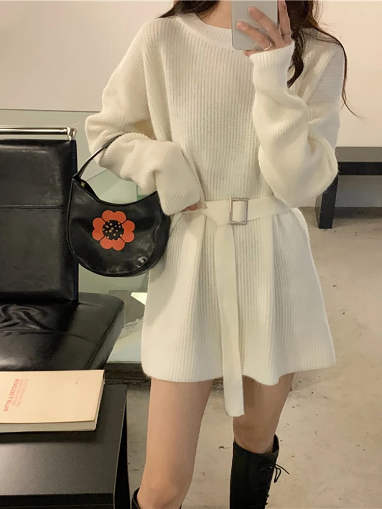 Korean Lazy Style Waist Knit Dress Women Autumn Winter New Style Outside Fashion Design Midi Knitted Sweater Top
Korean Lazy Style Waist Knit Dress Women Autumn Winter New Style Outside Fashion Design Midi Knitted Sweater Top