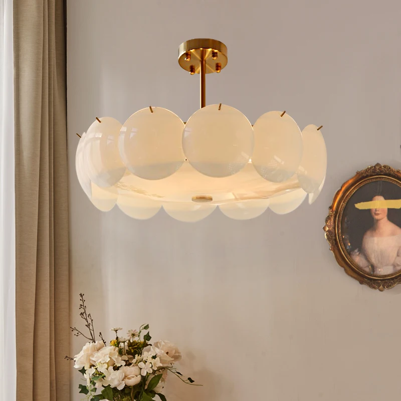 Bedroom ceiling light, French medieval light luxury white glass creative vintage Nordic chandelier living room dining room light
Bedroom ceiling light, French medieval light luxury white glass creative vintage Nordic chandelier living room dining room light