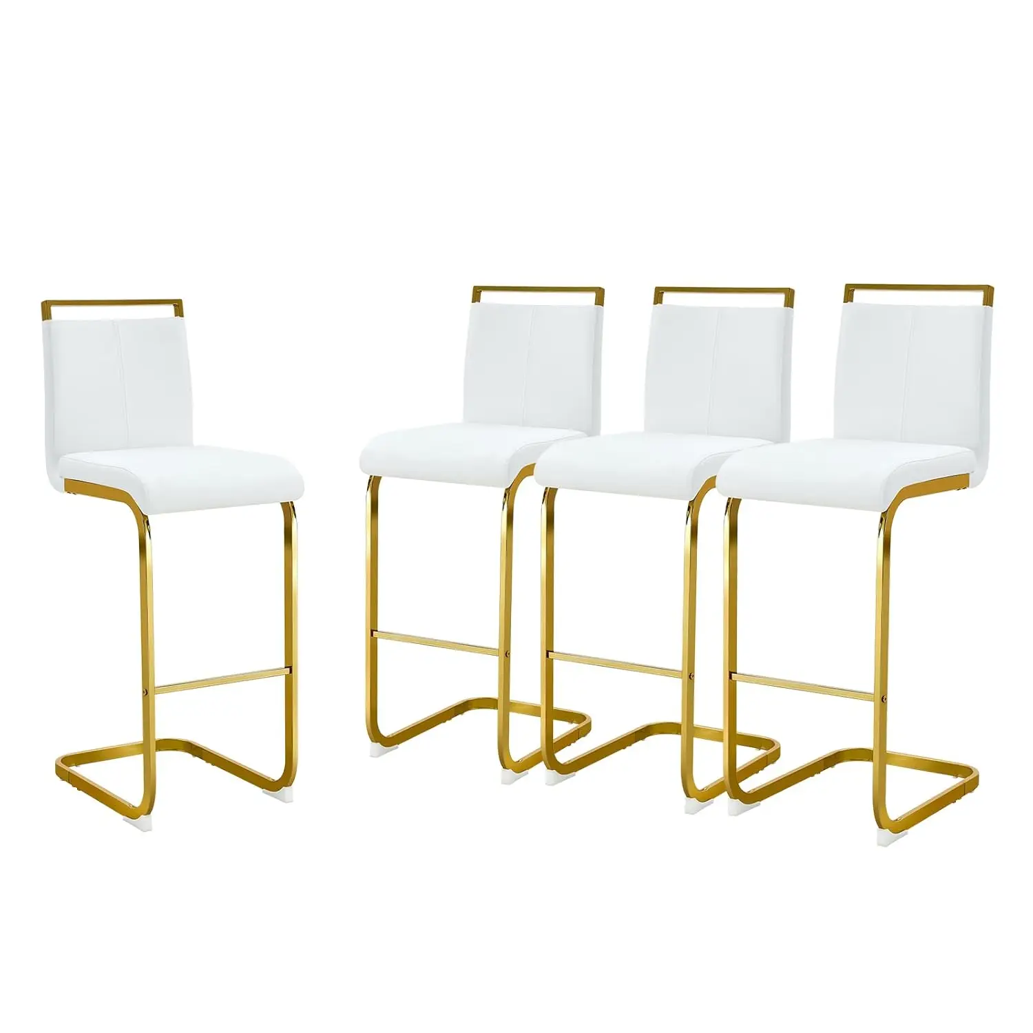 30'' Counter Height Bar Stools Set of 4, Modern Upholstered PU Leather BarStools with Back Chrome Plated Metal, Customized
30'' Counter Height Bar Stools Set of 4, Modern Upholstered PU Leather BarStools with Back Chrome Plated Metal, Customized