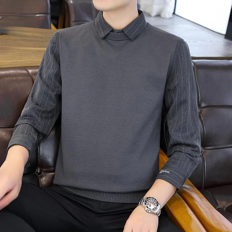 Мужской вязаный свитер с эффектом двухслойности, повседневный, с длинным рукавом, модный, для зимы, базовый слой, толстый, теплый
Мужской вязаный свитер с эффектом двухслойности, повседневный, с длинным рукавом, модный, для зимы, базовый слой, толстый, теплый