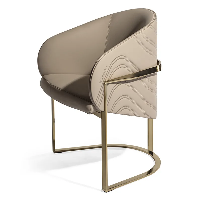 Italian leather dining chair light luxury high-end modern simple household stainless steel
Italian leather dining chair light luxury high-end modern simple household stainless steel