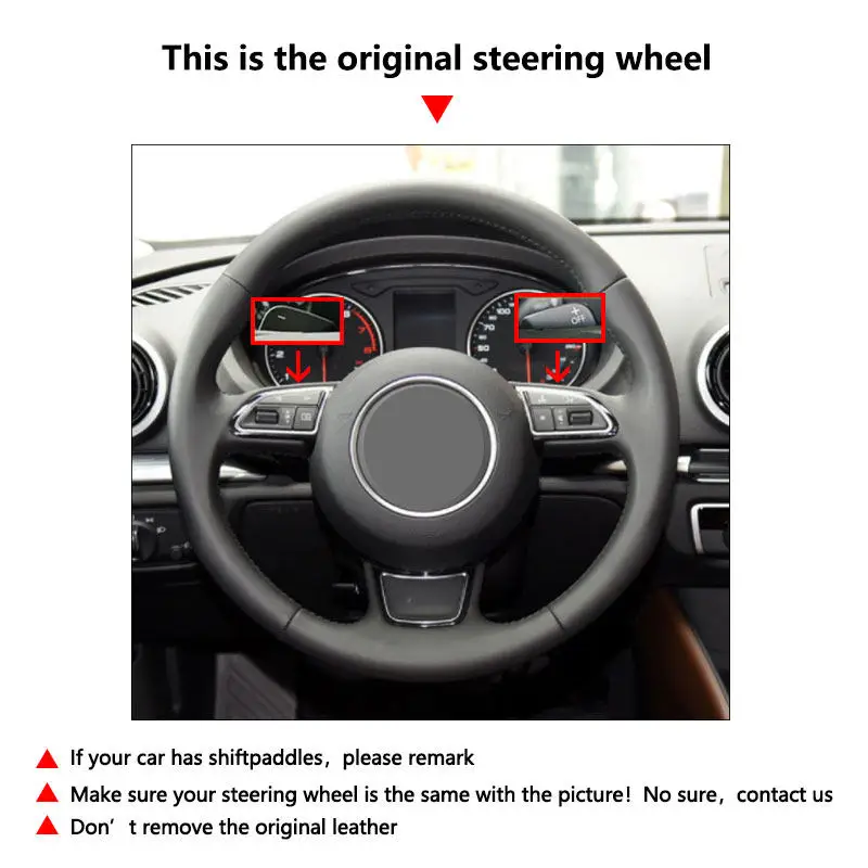 Hand-stitched Perforated Leather Car Steering Wheel Cover For Audi A1 S1 8X A3 S3 8V A4 S4 B8 A5 A6 C7 A7 S7 A8 S8 Q3 8U Q5 8R
Hand-stitched Perforated Leather Car Steering Wheel Cover For Audi A1 S1 8X A3 S3 8V A4 S4 B8 A5 A6 C7 A7 S7 A8 S8 Q3 8U Q5 8R