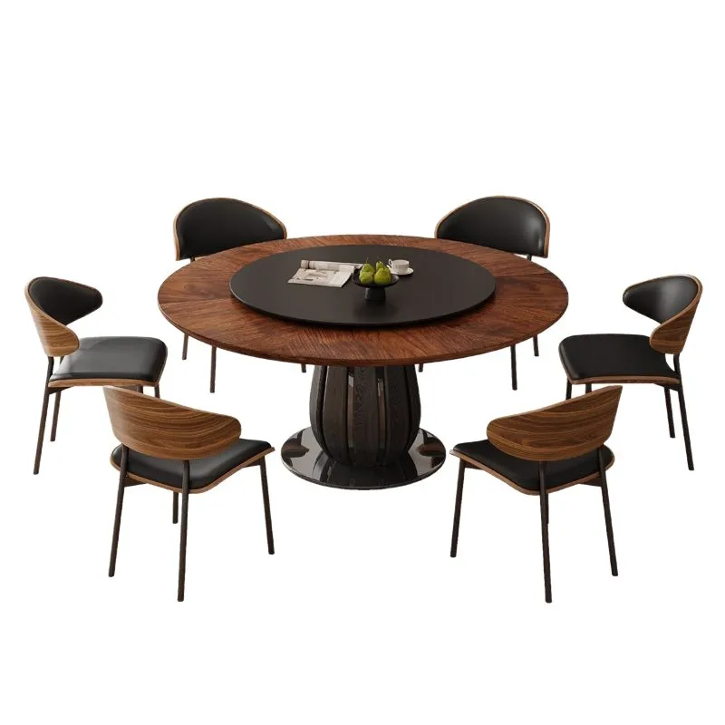 Antique solid wood dining table, household small apartment retro walnut round dining table and chair combination
Antique solid wood dining table, household small apartment retro walnut round dining table and chair combination