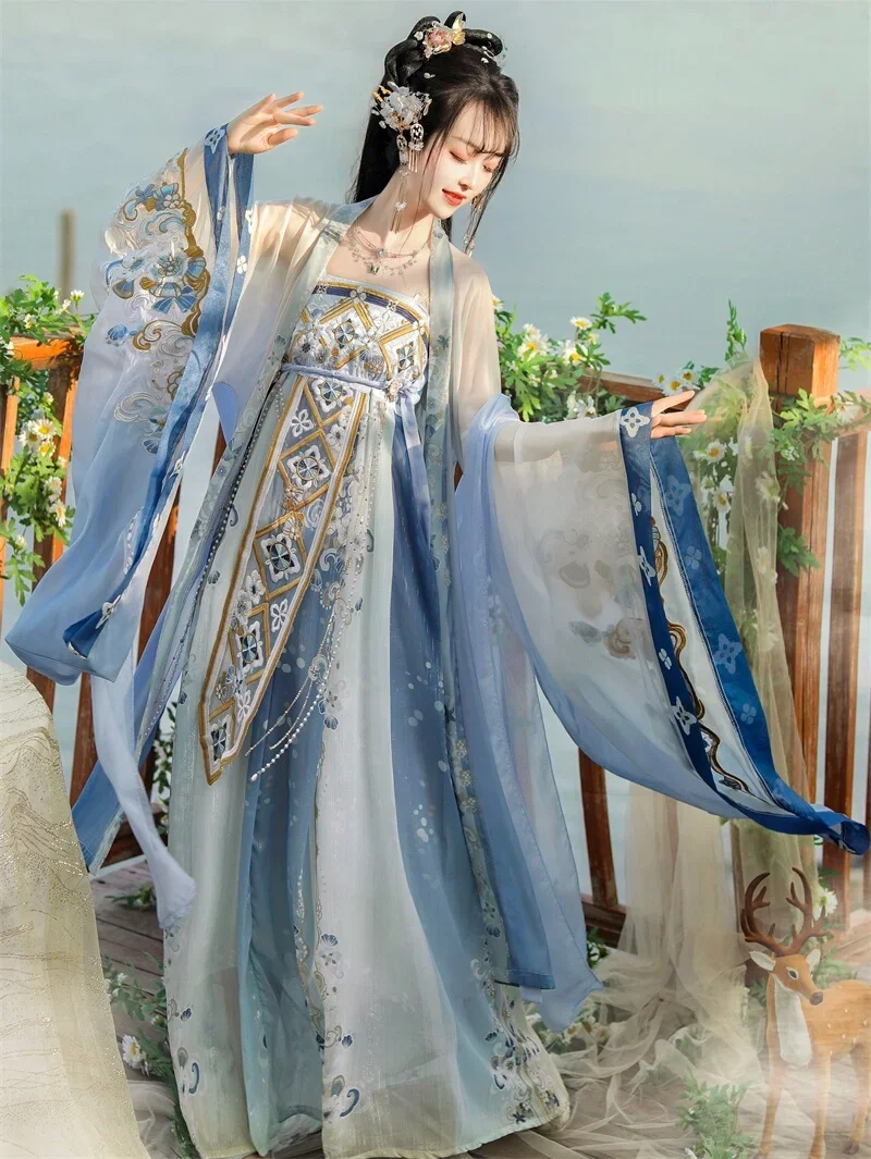 Traditional Women Chinese Style Tang Dynasty Embroidery Hanfu Dress Elegant Ancient Lady Vintage Stage Dance Costume Party Dress
Traditional Women Chinese Style Tang Dynasty Embroidery Hanfu Dress Elegant Ancient Lady Vintage Stage Dance Costume Party Dress
