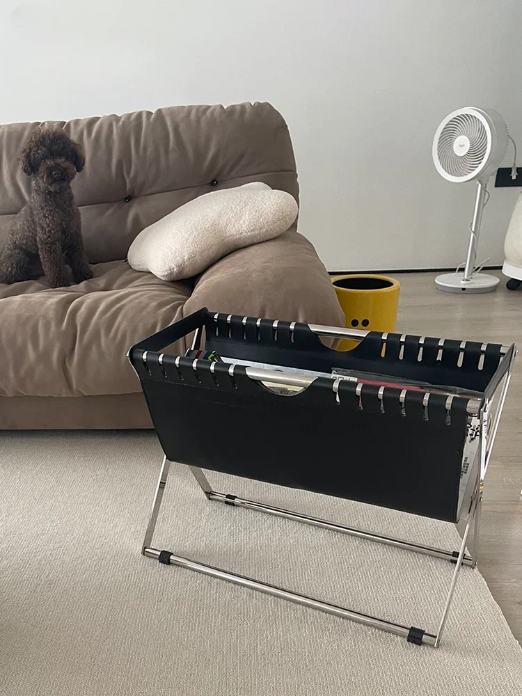 Nordic stainless steel leather book and newspaper rack floor storage shelf household magazine storage rack
Nordic stainless steel leather book and newspaper rack floor storage shelf household magazine storage rack
