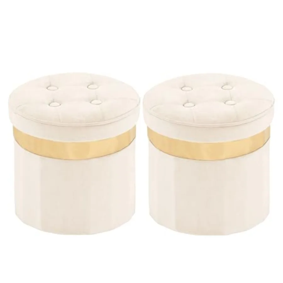 Small Ottoman with Storage, Folding Round Ottoman with Gold Trim, Velvet Storage Stool, Feet Stool with Soft Padded, Feet Rest
Small Ottoman with Storage, Folding Round Ottoman with Gold Trim, Velvet Storage Stool, Feet Stool with Soft Padded, Feet Rest