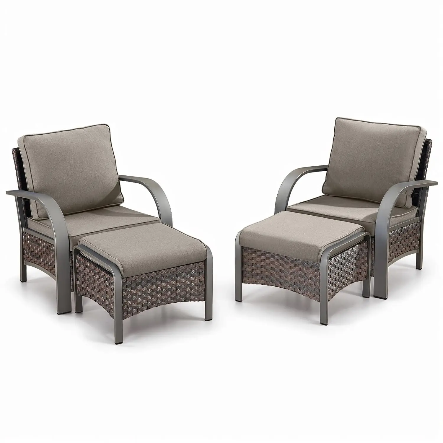 Комплект садовой мебели из 4 предметов: плетеные кресла для патио с пуфиками, всепогодный ротанг, высокая спинка, глубокое сиденье, на заказ
Комплект садовой мебели из 4 предметов: плетеные кресла для патио с пуфиками, всепогодный ротанг, высокая спинка, глубокое сиденье, на заказ