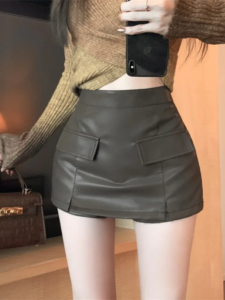High Waist PU Leather Skirt Women's Design Sensation Double Pocket Anti-Light Short Skirt Pants Autumn Winter Trendy Hot...
High Waist PU Leather Skirt Women's Design Sensation Double Pocket Anti-Light Short Skirt Pants Autumn Winter Trendy Hot...