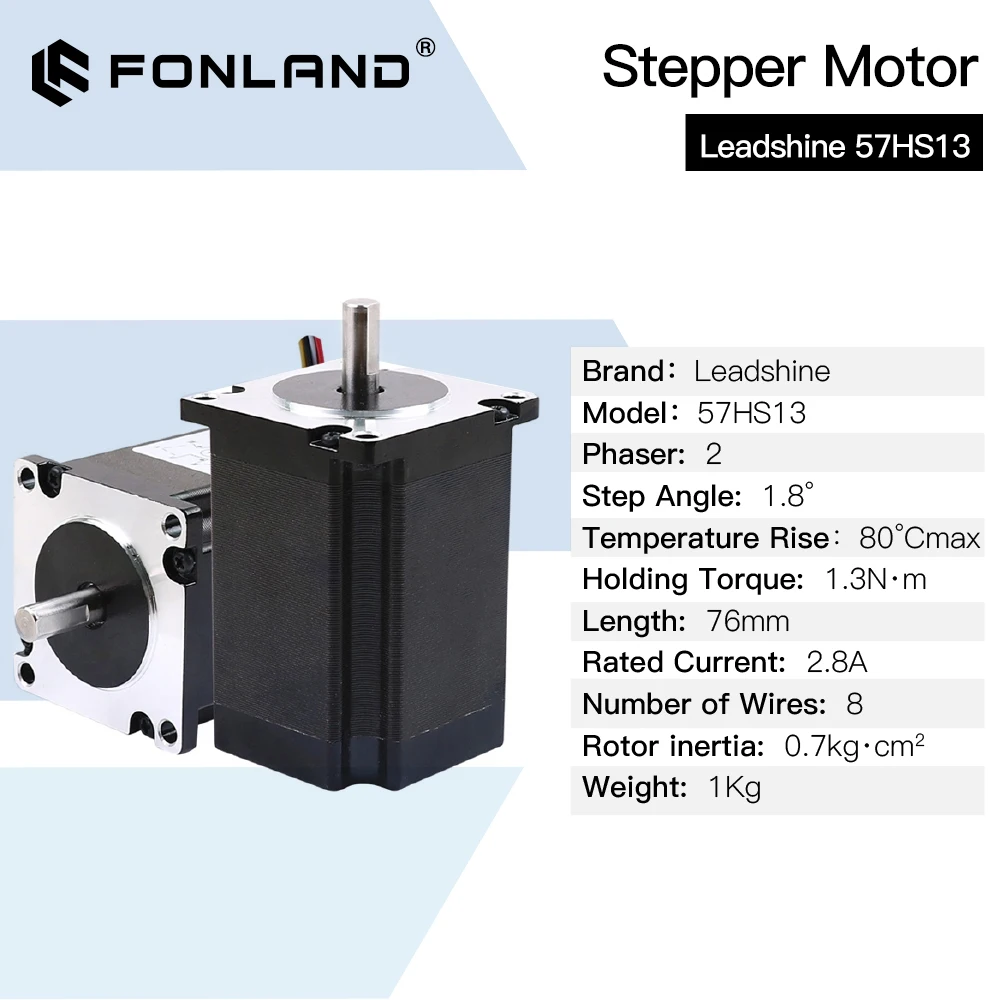 FONLAND Leadshine 57HS13 2-фазный шаговый двигатель для NEMA 23 4A, длина 76 мм, вал 6,35 мм
FONLAND Leadshine 57HS13 2-фазный шаговый двигатель для NEMA 23 4A, длина 76 мм, вал 6,35 мм