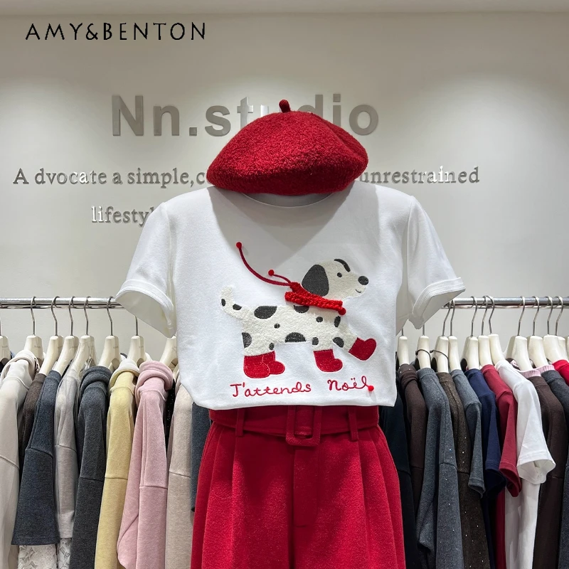 Right Shoulder Round Neck Embroidered Cartoon Tees Autumn Thickened Brushed Cotton Stylish Youthful Loose Top T-shirts For Girls
Right Shoulder Round Neck Embroidered Cartoon Tees Autumn Thickened Brushed Cotton Stylish Youthful Loose Top T-shirts For Girls
