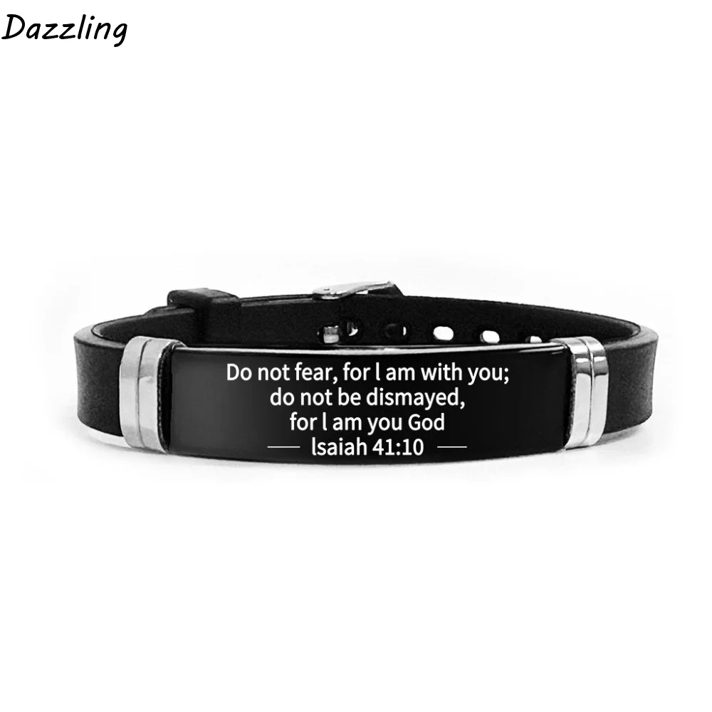 Black Stainless Steel Bible Verse Bracelet Adjustable Wristband Christian Faith Bracelet Silicone Material
Black Stainless Steel Bible Verse Bracelet Adjustable Wristband Christian Faith Bracelet Silicone Material