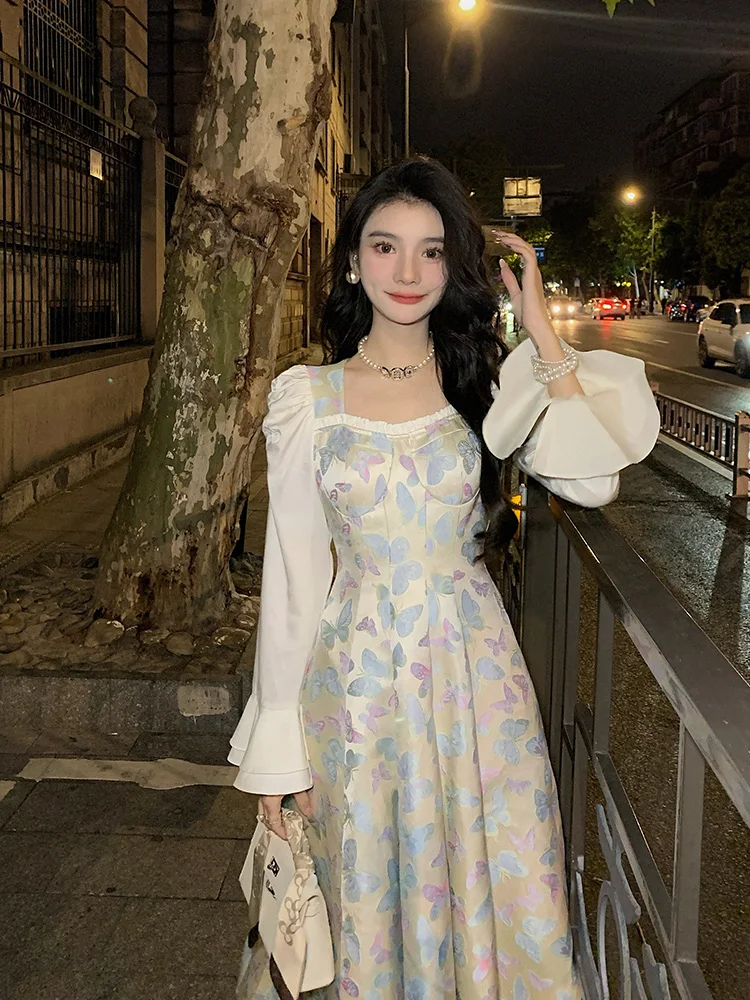 Ele Long Sve Floral Print Dr Luxury Chic Autumn Winter Women's Faion High Waist A-Line Skirt Zipper Clo...
Ele Long Sve Floral Print Dr Luxury Chic Autumn Winter Women's Faion High Waist A-Line Skirt Zipper Clo...