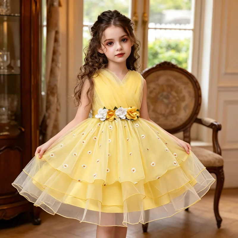 New yellow floral sleeveless princess perfect for runway shows and performances
New yellow floral sleeveless princess perfect for runway shows and performances
