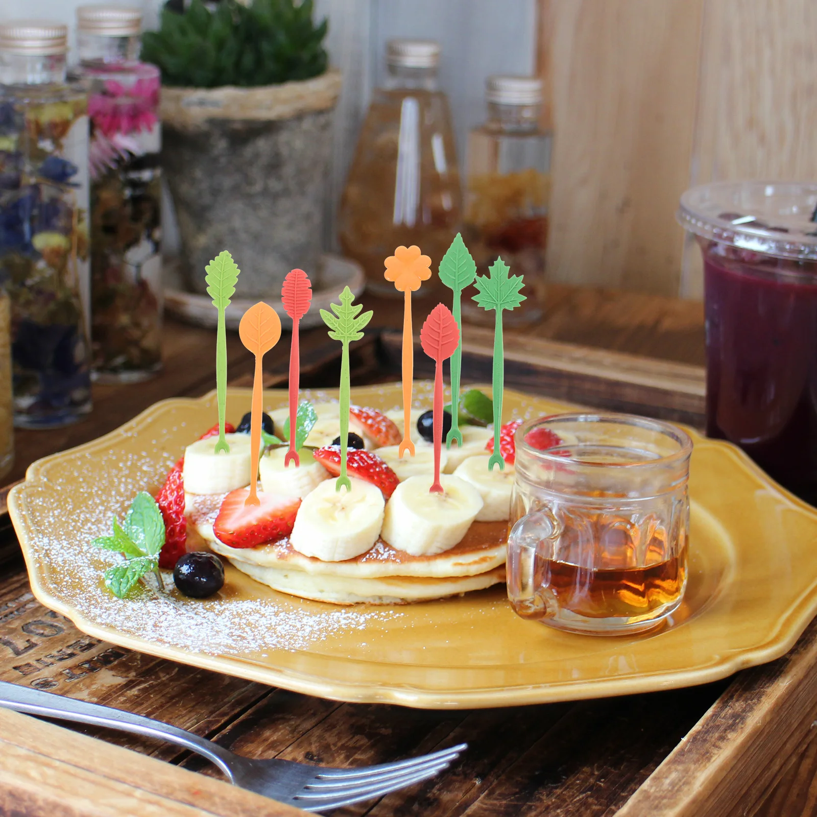 17pcs Eco-friendly Biodegradable Leaves Fruit Forks with Barrel Holder Salad Fruit Picks Cocktail Sticks Kitchen Accessories (Or
17pcs Eco-friendly Biodegradable Leaves Fruit Forks with Barrel Holder Salad Fruit Picks Cocktail Sticks Kitchen Accessories (Or