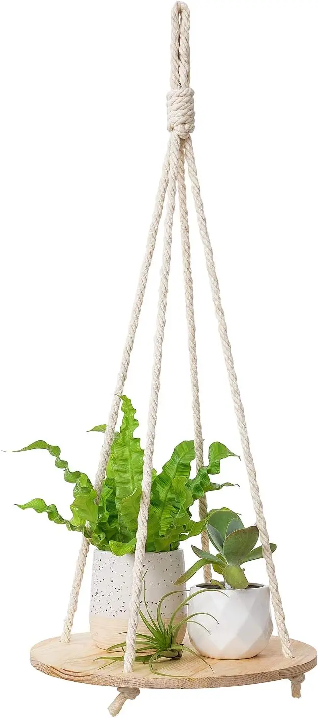 Round Wood Hanging Plant Shelf with Rope - Boho Floating Shelf for Living Room, Bedroom, Kitchen Decor
Round Wood Hanging Plant Shelf with Rope - Boho Floating Shelf for Living Room, Bedroom, Kitchen Decor