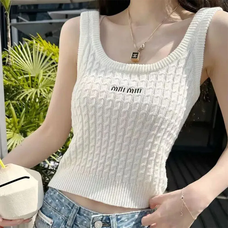 Summer New Letter Embroidery Commute Knitted Vest Women Fashion Simple Slim Tops O-neck Sleeveless Tank
Summer New Letter Embroidery Commute Knitted Vest Women Fashion Simple Slim Tops O-neck Sleeveless Tank
