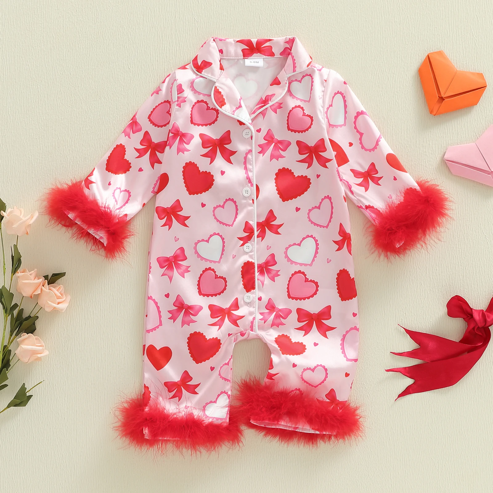 Пижамы на День Святого Валентина для маленьких девочек, модный атласный комбинезон на пуговицах с длинными рукавами и бантом в форме сердца для детей 0-18 месяцев
Пижамы на День Святого Валентина для маленьких девочек, модный атласный комбинезон на пуговицах с длинными рукавами и бантом в форме сердца для детей 0-18 месяцев