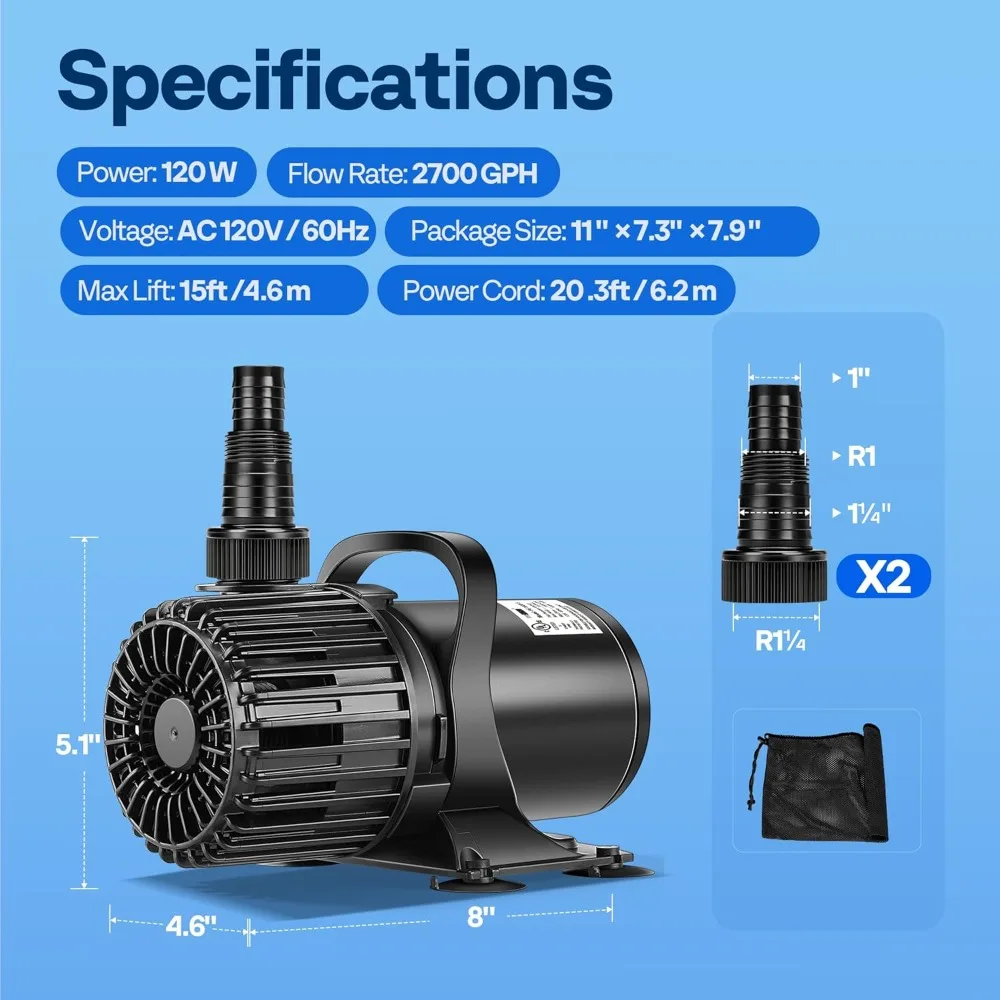 US Shipping 120W 2700GPH Submersible Water Pump for Pond Waterfall Fountain Fish Tank
US Shipping 120W 2700GPH Submersible Water Pump for Pond Waterfall Fountain Fish Tank