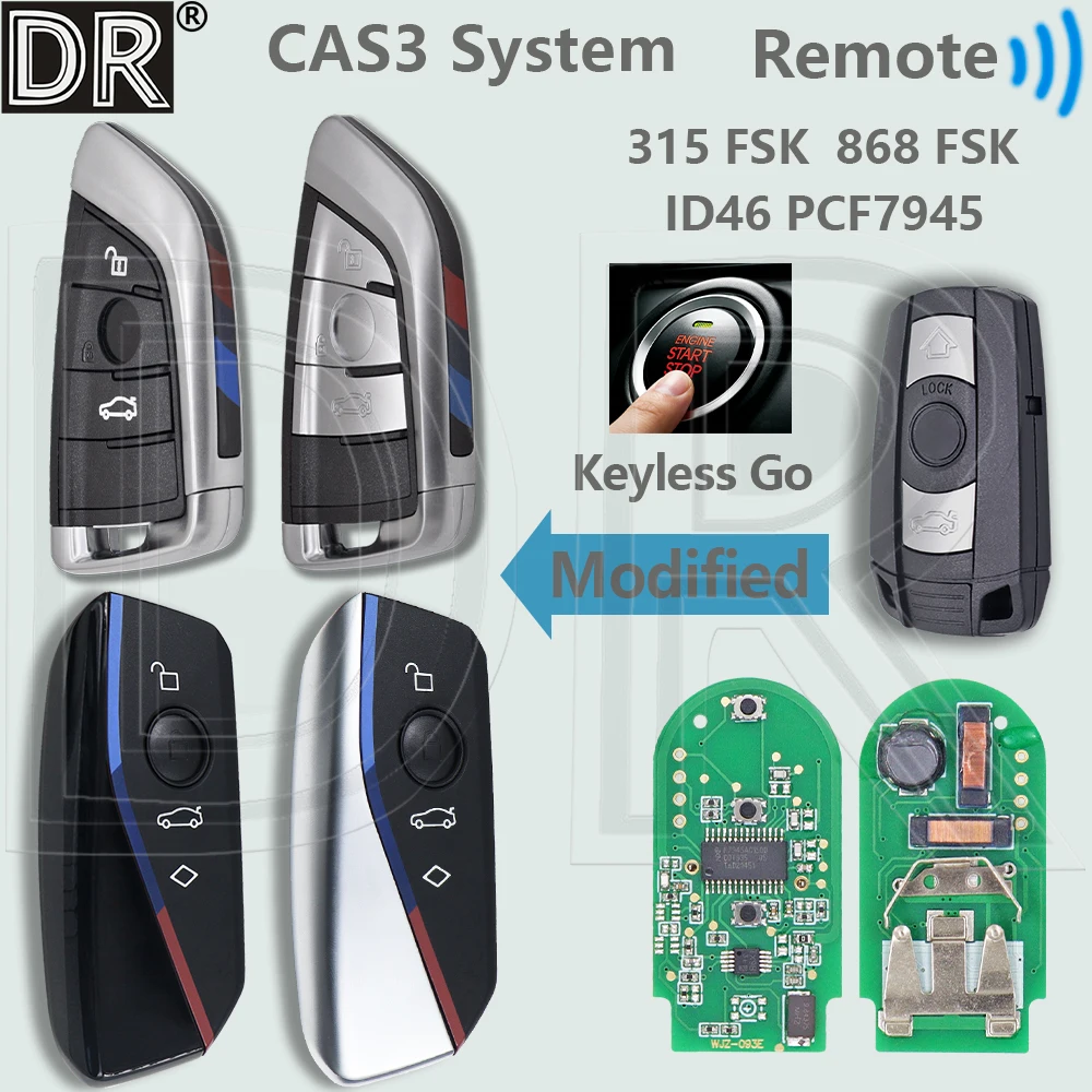 DR ID46 PCF7945 315/868 FSK CAS3 CAS3+ Modified Keyless Go Car Remote Key For BMW 1 3 5 6 X5 X6 Z4 E90 E91 E92 E93 E60 E61 E70
DR ID46 PCF7945 315/868 FSK CAS3 CAS3+ Modified Keyless Go Car Remote Key For BMW 1 3 5 6 X5 X6 Z4 E90 E91 E92 E93 E60 E61 E70